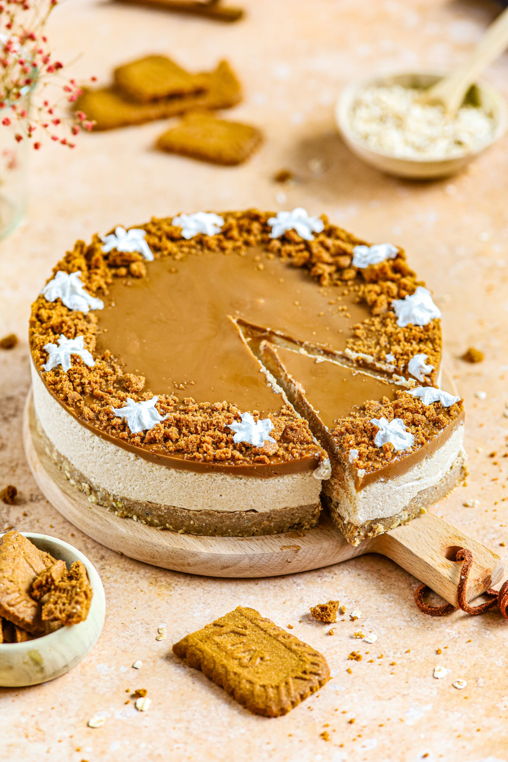 Vegan speculaas cheesecake taart recept Lenna Omrani