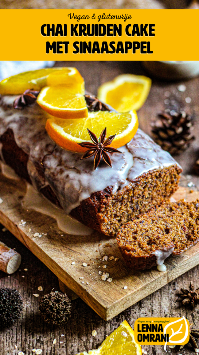 vegan cake met chai kruiden en sinaasappel